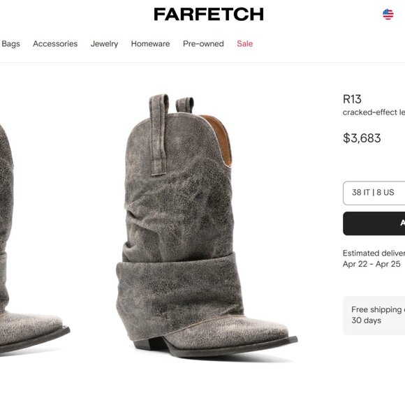 R13 cracked-effect leather boots - Picture 9 of 13